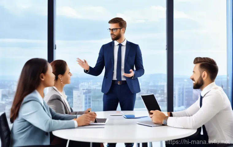 경영지도사와 리더십 개발 프로그램 - **Prompt 1: Business Consultant Guiding a Startup Team**
    A highly detailed, realistic image feat...