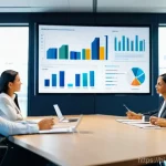 경영지도사와 마케팅 전략 수립 - **Prompt:** A diverse group of business professionals, including a knowledgeable management consulta...